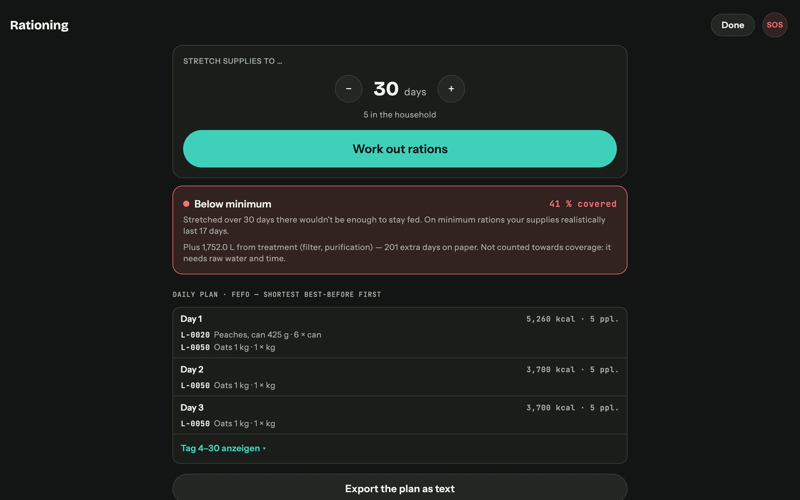 Planner on a desktop with sidebar navigation and a wide day-by-day plan.